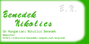 benedek nikolics business card